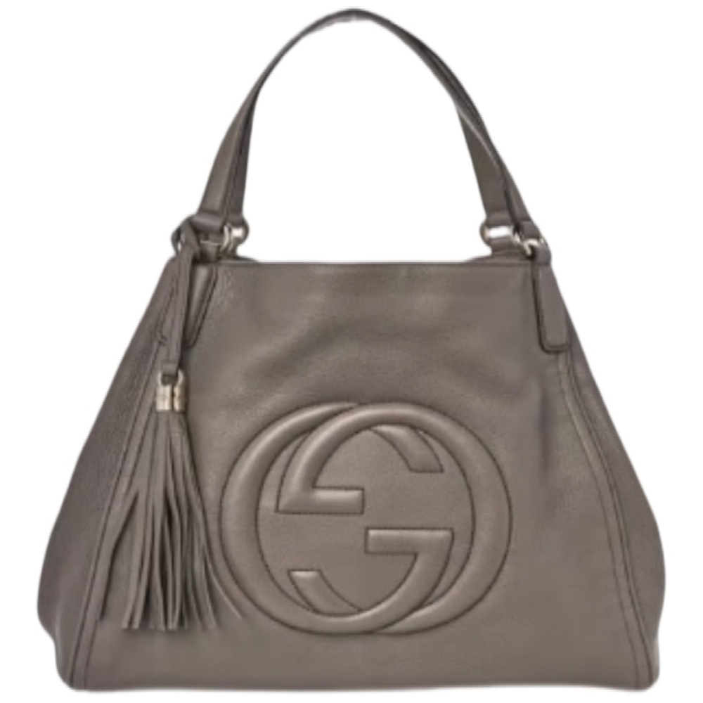 COPY - 🔥🔥Gucci SOHO hobo pebble leather Gray M COA
